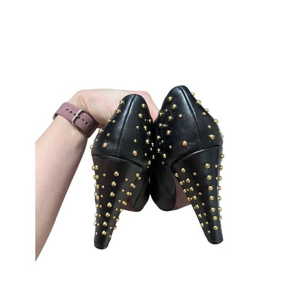 Steve Madden Studded Peep Toe Black Leather High Heel Booties size 10 - Picture 14 of 15